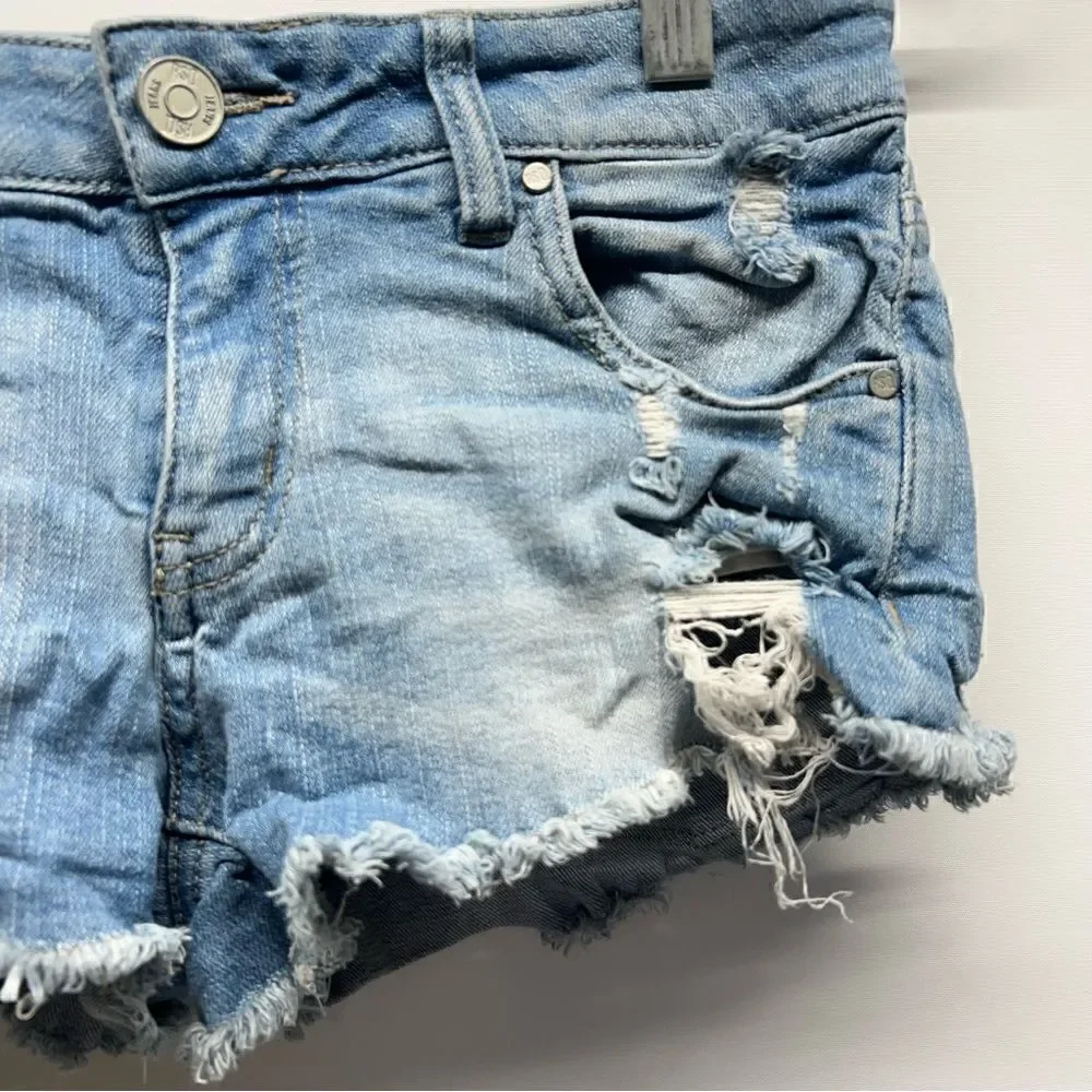 RSQ Cabo Cut Off Shorts in Distresesed Light Blue Wash Womens‎ 3